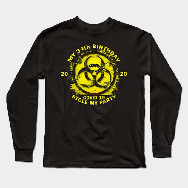 34th Birthday Quarantine Long Sleeve T-Shirt by Omarzone